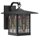 River of Goods Red Stained Glass and Black 1-Light Outdoor Lantern Wall Sconce