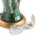 25"H Jeweled Gold Metal and Mosaic Base Table Lamp with Cascading Green Crystals