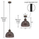Sigrid River of Goods Antique Bronze Metal Bowl-Shade Pendant Lamp