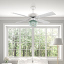 Eva River of Goods Remote Controlled Ribbed Green Sea Glass Shaded 1-Light 52-Inch Ceiling Fan
