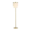 63"H Polished Metal Floor Lamp With Cream Fringe Shade