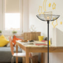 71"H Black Metal 1-Light Floor Lamp with Painted Metal Shade