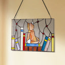 13" W Tiffany-Style Kitten Stained Glass Window Panel