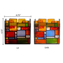 4.75" W Tiffany-Style Geometric Stained Glass Candle Holder