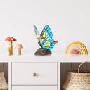 9"H Tiffany Stained Glass Flying Butterfly Accent Lamp