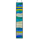 36" H Oversized Geometric Blue/Green Stained Glass Window Panel
