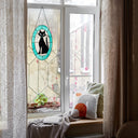 17" H Tiffany-Style Halloween Cat Stained Glass Window Panel