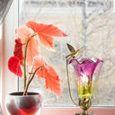 10.25"H Hand Blown Mercury Glass Hummingbird Lily Lamp