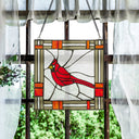 11"H Carol the Cardinal Stained Glass Window Panel