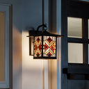 River of Goods Red Stained Glass and Oil Rubbed Bronze 1-Light Outdoor Lantern Wall Sconce