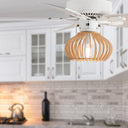 Avalon River of Goods White and Tan Wood Caged Ceiling Fan with Light