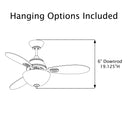 42" W Pepin Glam/Modern LED Indoor Clear Gold Glass Ceiling Fan with Oak and White Blades, Remote Control