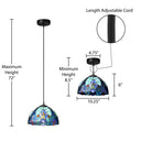 10.25" W Halston Traditional Blue Dome Shade Pendant Light