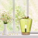 10.5" H Lila Chartreuse Green Glass Shade with a Mango Wood Block Base Accent Lamp