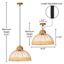 16.25" W 1-Light Josie Wood and Jute Dome Pendant