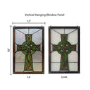 18" H Celtic Cross Stained Glass Window Panel