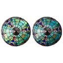 24" H Margaret Double Lit Teal Tiffany Style Stained Glass Table Lamp