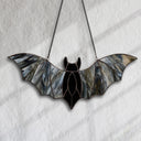 16" W Tiffany-Style Halloween Black Bat Stained Glass Window Panel