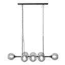 48" L 8-Light Degas Black Metal and Smoked Glass Chandelier