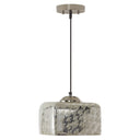 10 in. Nickel 1-Light Pendant with Painted Silver Glass Shade
