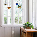 3.2" H Butterfly Kaleidoscope Stained Glass Window Panel Set