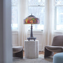35.5'' H Rose Bush Tiffany-Style Stained Glass Table Lamp
