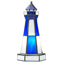 10.4" H Camden Stained Glass Lighthouse Accent Lamp. Lit