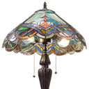 24" H Highclere Victorian Multicolor Tiffany-Style Stained Glass Table Lamp - Close up lit