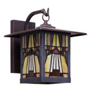 11.75"H Mission 1-Light Stained Glass Oil Rubbed Bronze Outdoor Light Fixture