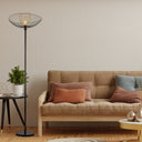 71"H Black Metal 1-Light Floor Lamp with Painted Metal Shade