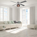 Eva River of Goods Remote Controlled Chocolate Ribbed Glass Shaded 1-Light 52-Inch Ceiling Fan