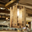 5" Maxine Brushed Gold Metal Pendant Light with Wood Shade