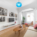 11.75" W Curtis Modern Blue Hand Blown Glass Globe Shade Pendant Light