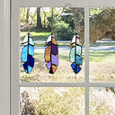 6"H Set-of-3 Virtues of a Feather Stained Glass Window Panel Accents