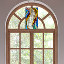 18"H Multicolor Flowing Border Stained Glass Window Panel