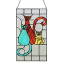 River of Goods 14-Inch Coy Cats Trio Stained Glass Window Panel