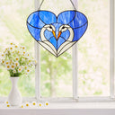 15.5" L Loving Swans Tiffany-Style Stained Glass Window Panel