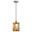 5" Maxine Brushed Gold Metal Pendant Light with Wood Shade