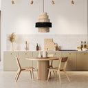 Zeke 22"W Tiered Natural and Black Jute Pendant Light