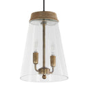 9.75" W 2-Light Angelique Metal, Glass and Mango Wood Pendant