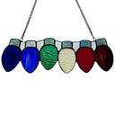 4”H Multicolor Holiday Lights Stained Glass Window Panel