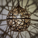 16" W Jillian Industrial Abstract Brass Metal Globe Shade Pendant Light