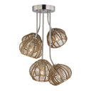 20.5"H Brushed Nickel Five-Branch Rattan Ceiling Light