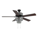 52"W LED Silver Punched Metal and Clear Crystal Ceiling Fan