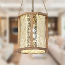 9-in. 1-Light Pendant Light with Painted Gold Mercury Glass and Wood Shade