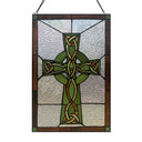 18" H Celtic Cross Stained Glass Window Panel