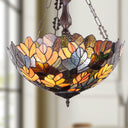 18" W Colorful Maple Victorian Multicolor Stained Glass Bowl Shade Pendant