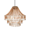 Tululla 26"W Ivory and Black Metal Dome Pendant Light with Mango Wood Beads