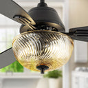 42" W Cecily LED Indoor Amber Swirl Hand-Cut Glass Black Ceiling Fan with Remote Control