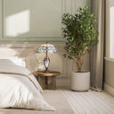 24.5" H Victorian Ivory Dome Shade Double Lit Tiffany-Style Stained Glass Table Lamp